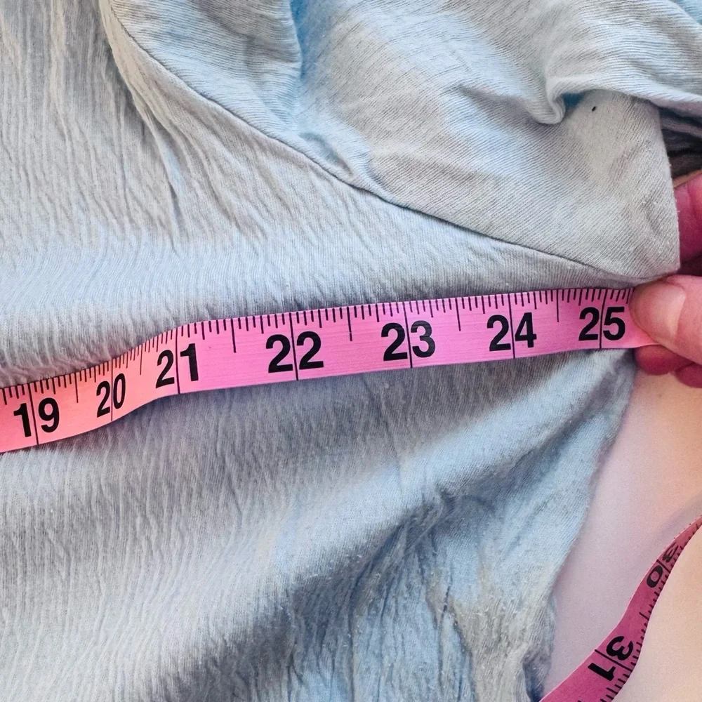 Embroidered Boho Peasant Top | Light Aqua Blue | Floral Detail | Size L - Picture 9 of 9